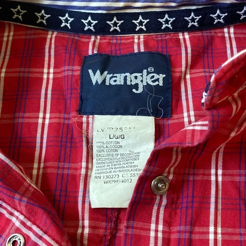 Wrangler National Patriot Red/White/Blue stars button pearl snap shirt - Picture 7 of 10